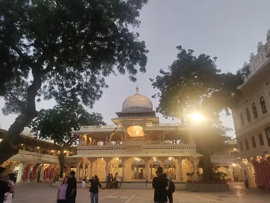 The spiritual aura of Jagdish Temple at dusk.